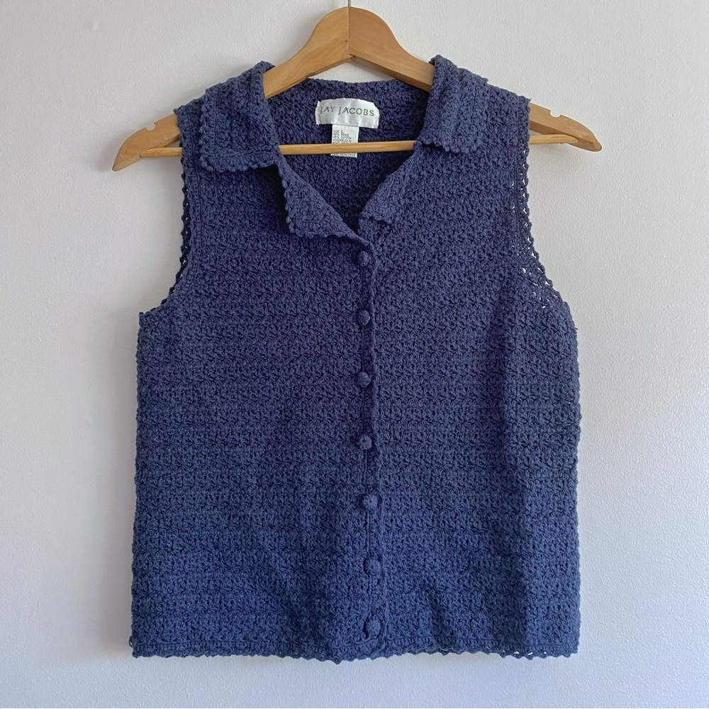 Cottagecore Navy Button Down Knit Sweater Vest